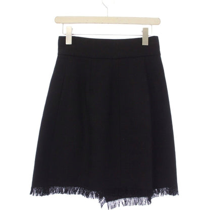 Chanel Tweed Wrap Skirt Trapezoid Knee Length Fringe 34 Black — view 2