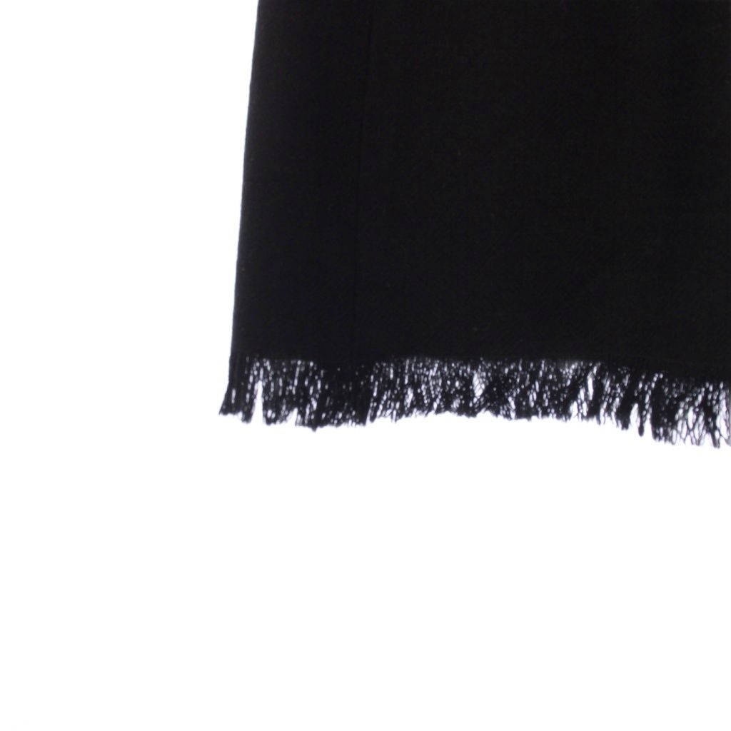 Chanel Tweed Wrap Skirt Trapezoid Knee Length Fringe 34 Black — view 4