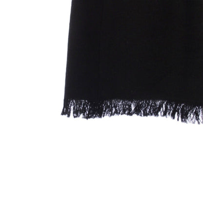 Chanel Tweed Wrap Skirt Trapezoid Knee Length Fringe 34 Black — view 4