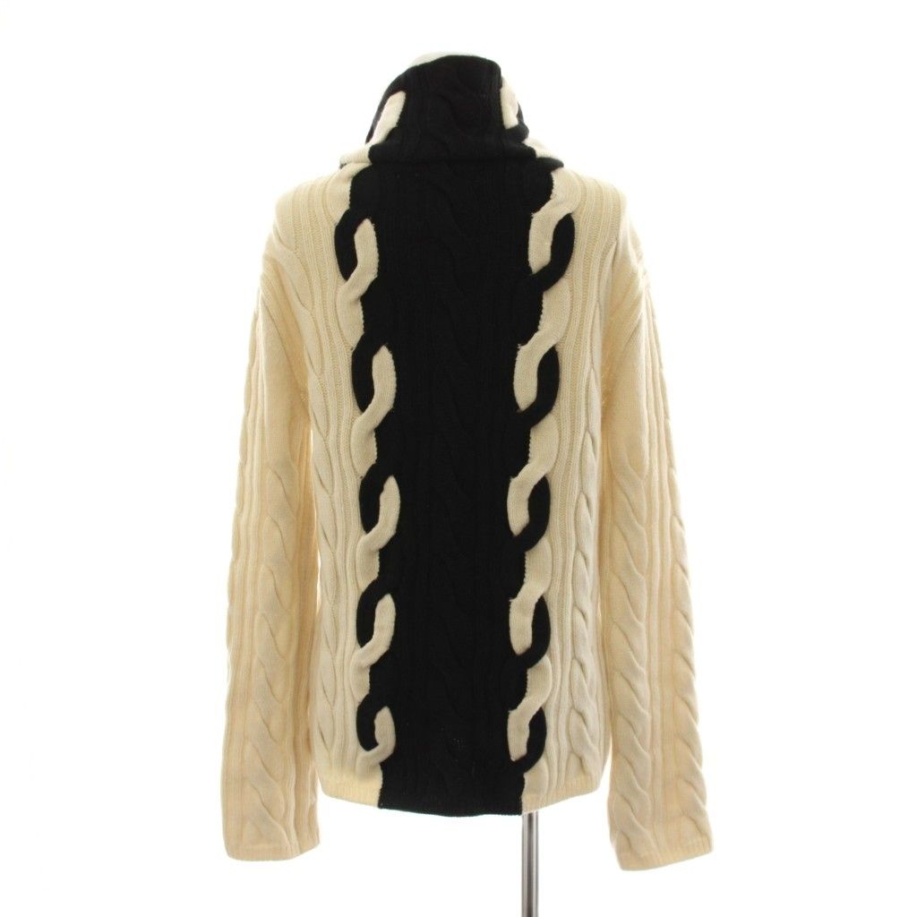 Dior Knit Sweater 38 White Black Long Sleeve Turtleneck Cable YM — view 2
