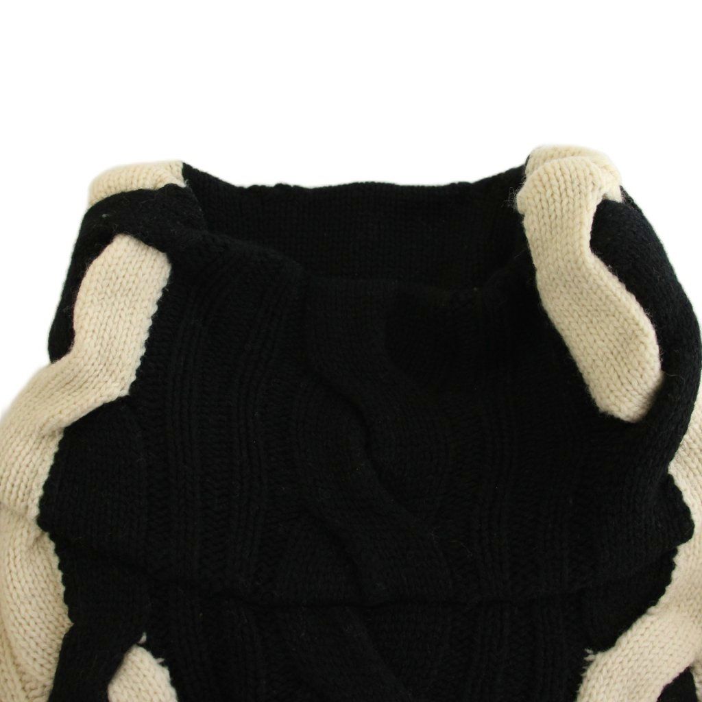 Dior Knit Sweater 38 White Black Long Sleeve Turtleneck Cable YM — view 6