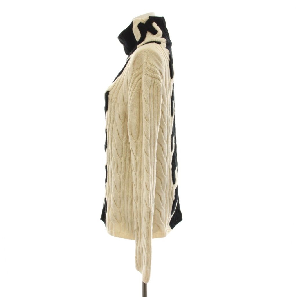 Dior Knit Sweater 38 White Black Long Sleeve Turtleneck Cable YM — view 3