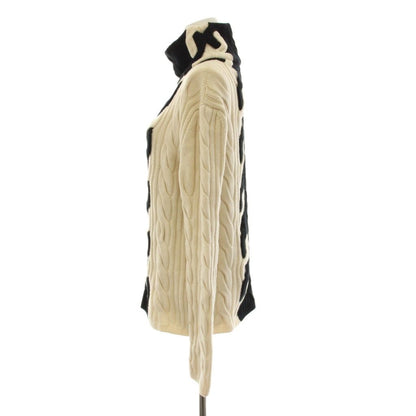 Dior Knit Sweater 38 White Black Long Sleeve Turtleneck Cable YM — view 3