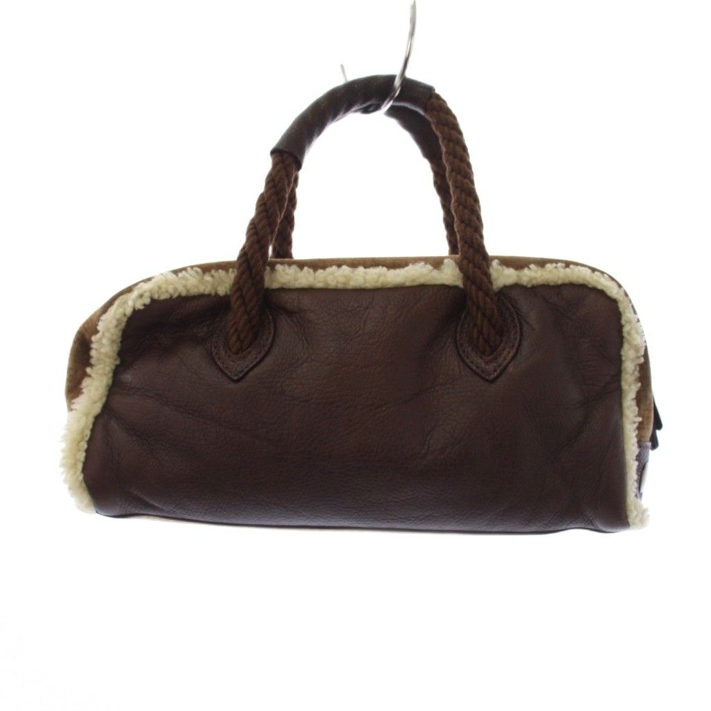 Fendi Shearling Handbag Zucca Pattern Brown an — view 2