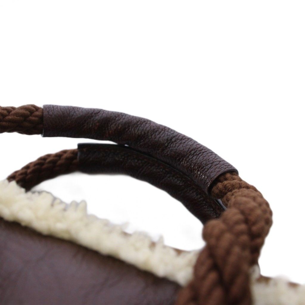 Fendi Shearling Handbag Zucca Pattern Brown an — view 7