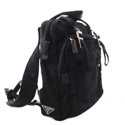 Prada Nylon Backpack Triangular Plate Black an — view 2