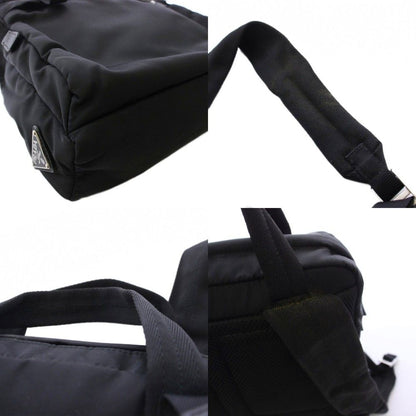 Prada Nylon Backpack Triangular Plate Black an — view 9