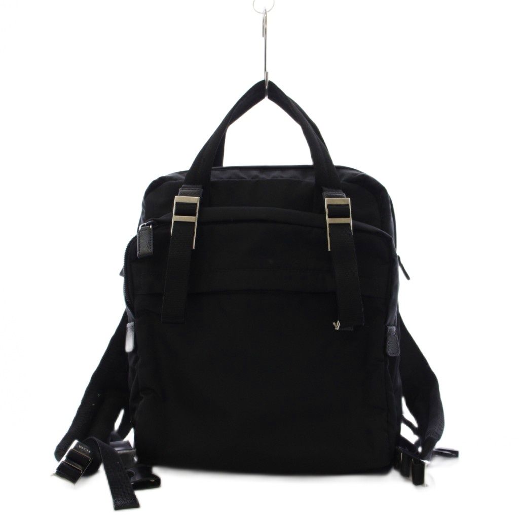 Prada Nylon Backpack Triangular Plate Black an