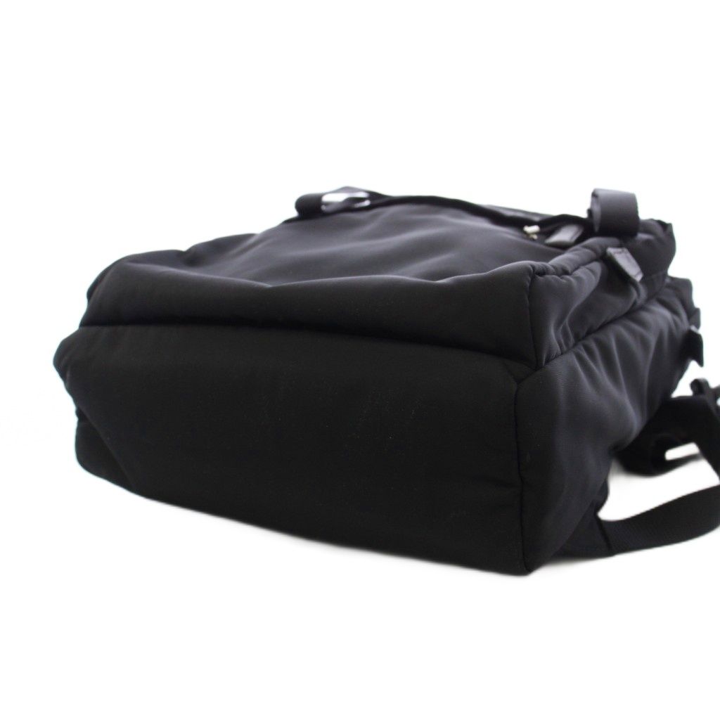 Prada Nylon Backpack Triangular Plate Black an — view 4