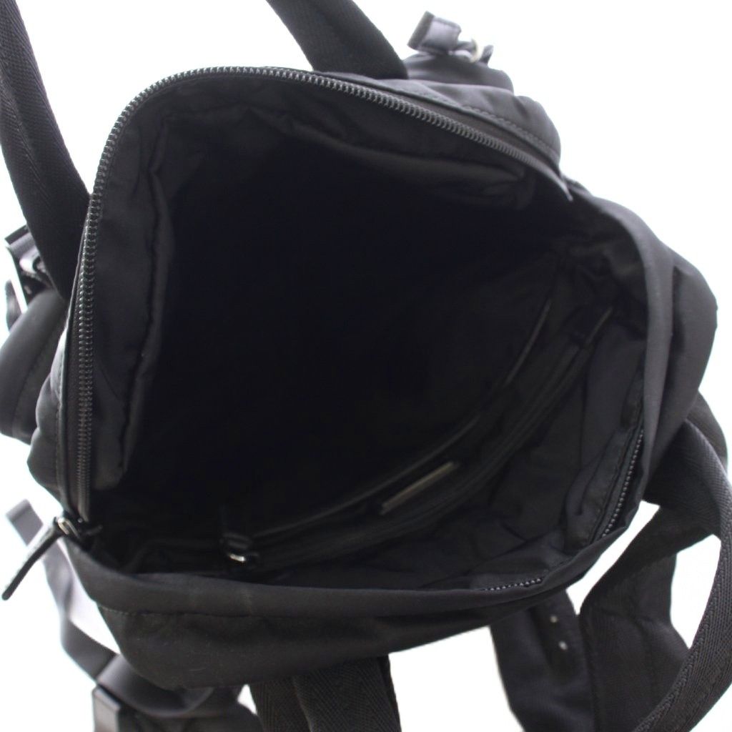 Prada Nylon Backpack Triangular Plate Black an — view 5
