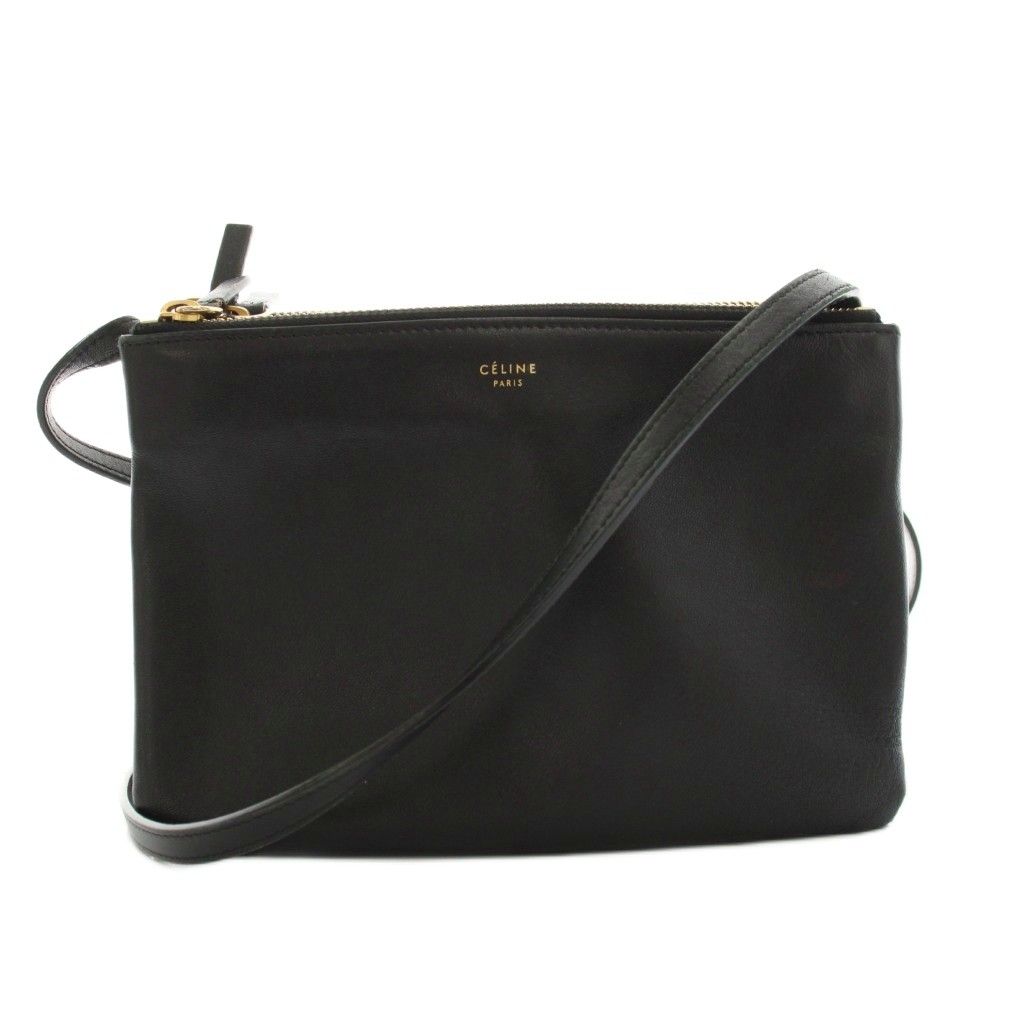 Celine Trio Small Shoulder Bag Leather Black YM