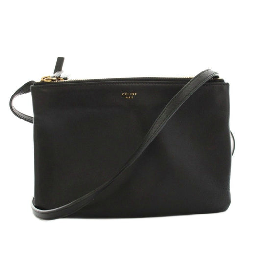 Celine Trio Small Shoulder Bag Leather Black YM