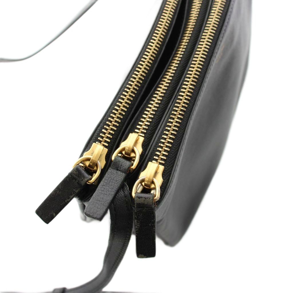 Celine Trio Small Shoulder Bag Leather Black YM — view 8