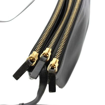 Celine Trio Small Shoulder Bag Leather Black YM — view 8