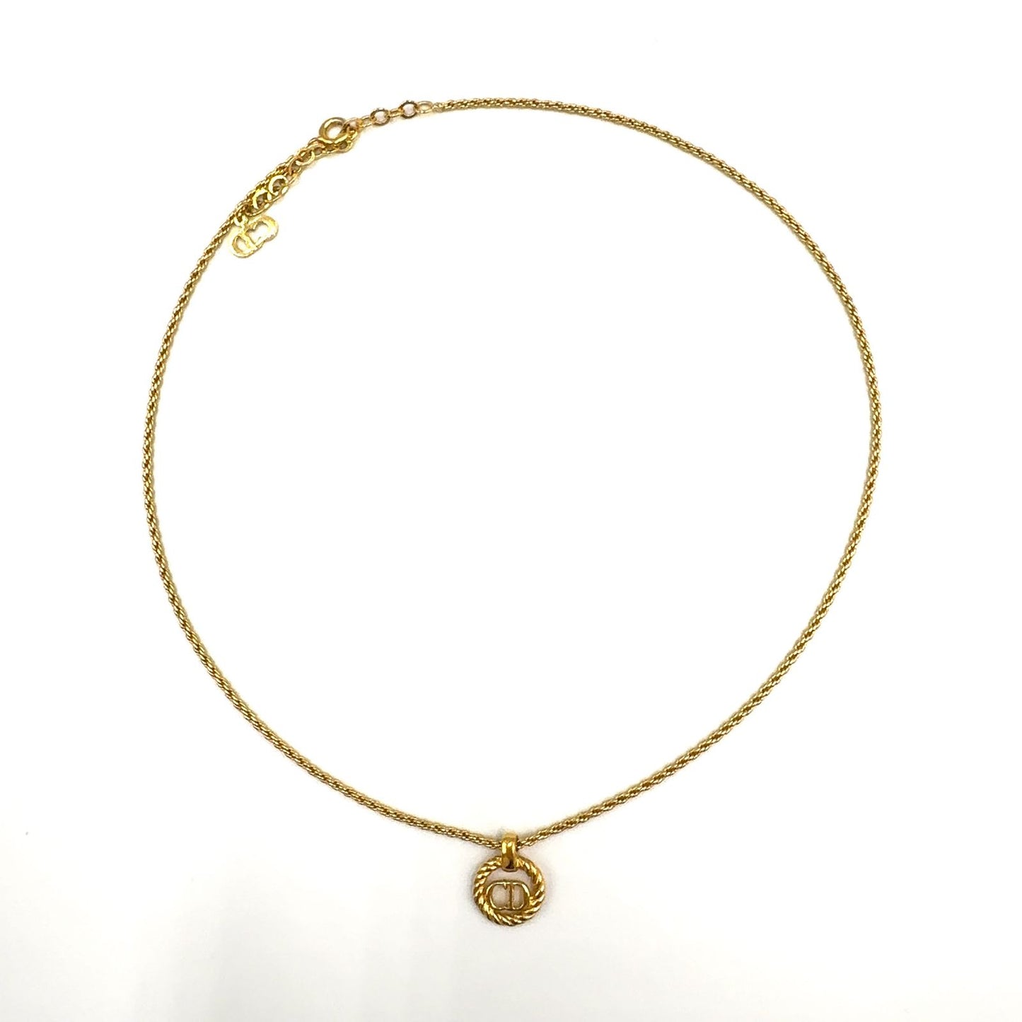 Dior CD Logo Twisted Circle Gold Plated Necklace — view 3