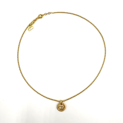 Dior CD Logo Twisted Circle Gold Plated Necklace — view 3
