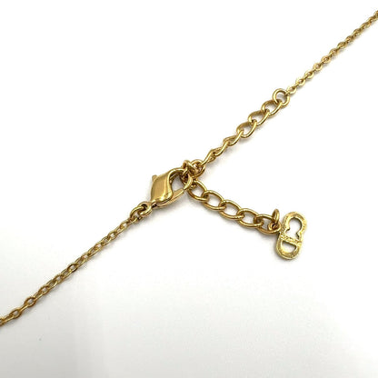 Dior Emblem Logo Heart Color Stone Clear Gold Necklace — view 7
