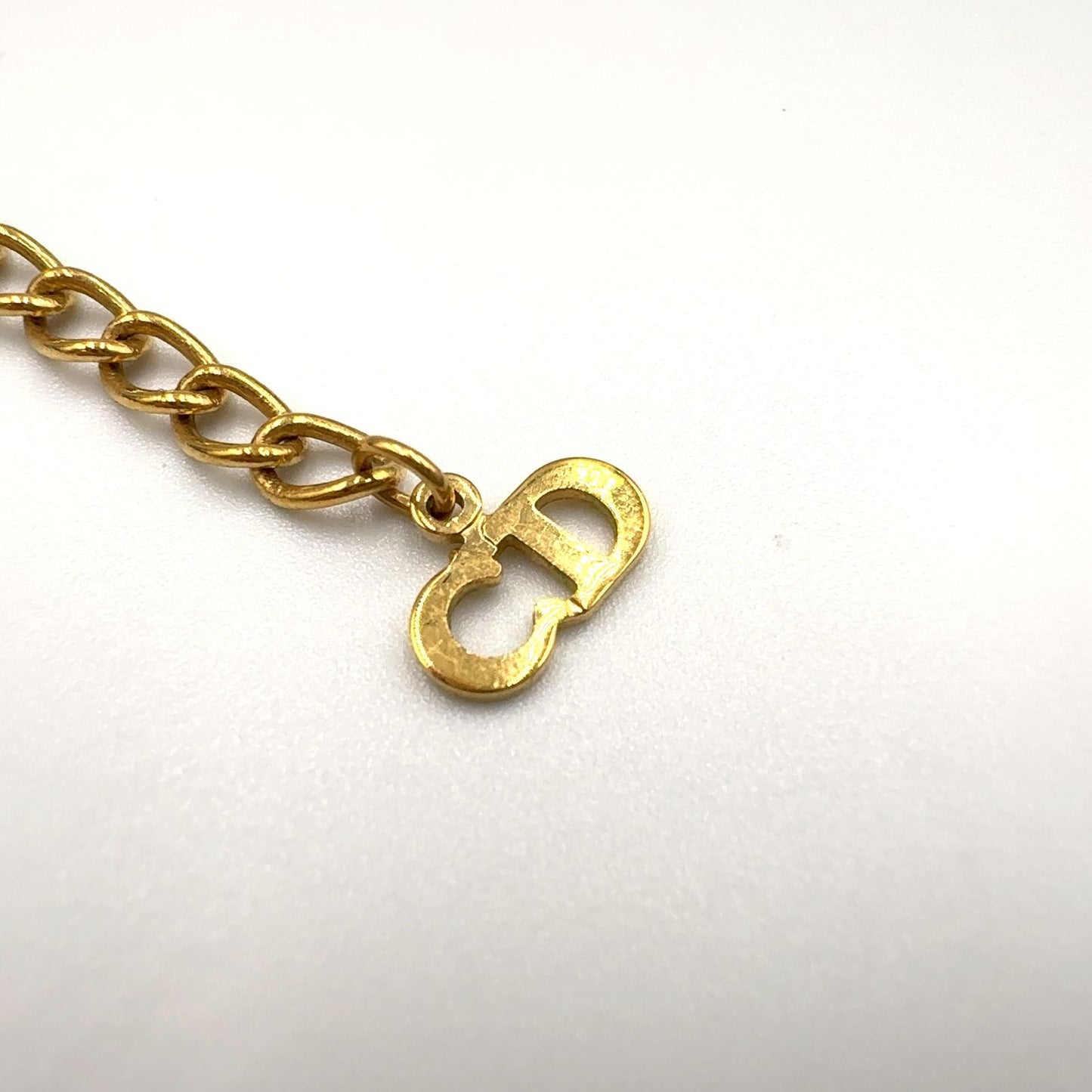 Dior Emblem Logo Heart Color Stone Clear Gold Necklace — view 4