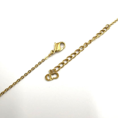 Dior Emblem Logo Heart Color Stone Clear Gold Necklace — view 8