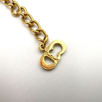 Dior Emblem Logo Heart Color Stone Clear Gold Necklace — view 5