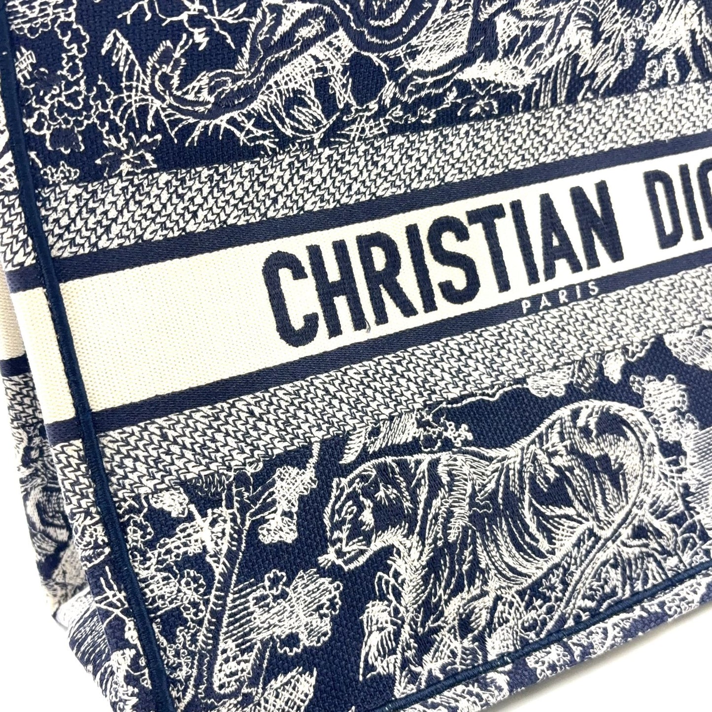 Dior Book Tote Toile de Jouy Reverse Embroidery Canvas Dark Navy — view 5
