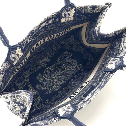 Dior Book Tote Toile de Jouy Reverse Embroidery Canvas Dark Navy — view 3