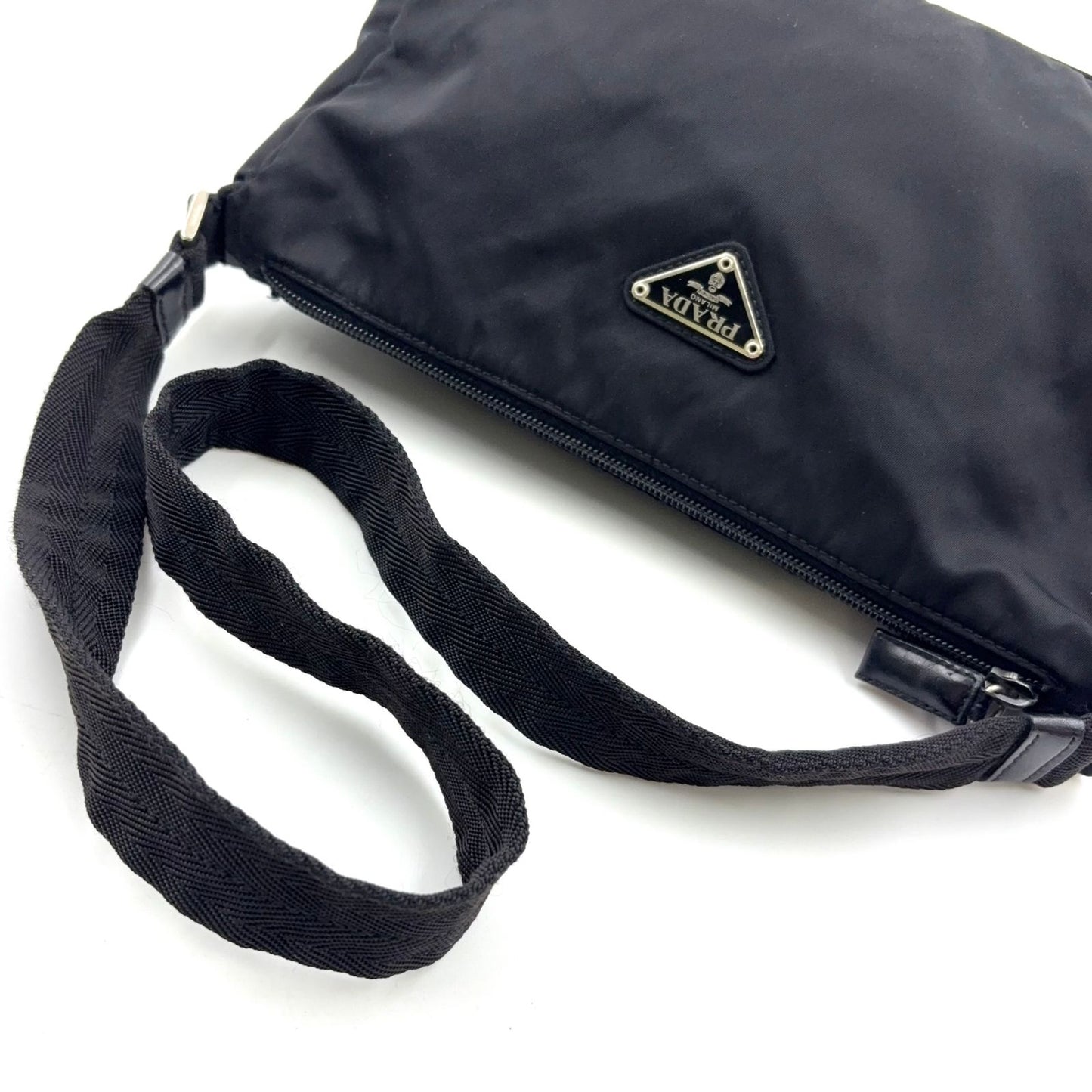 Prada Nylon Black Shoulder Bag Silver — view 7