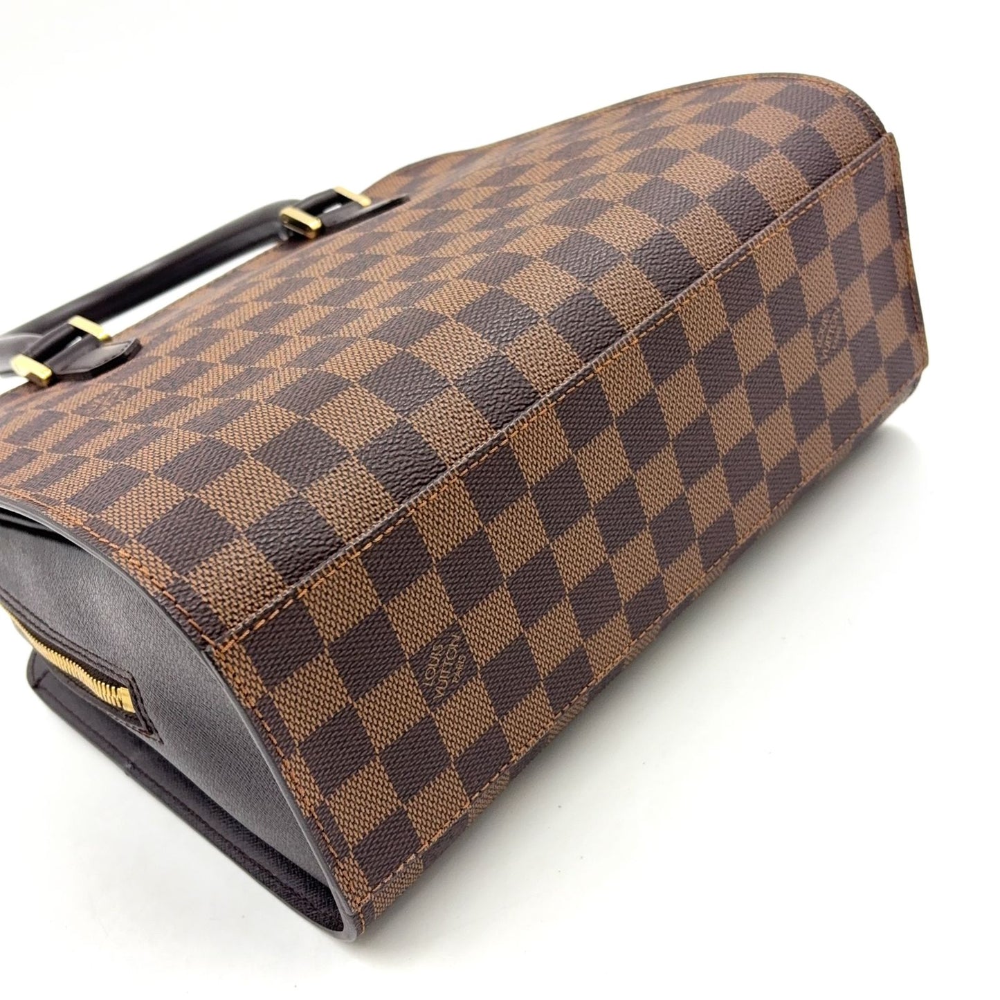 Louis Vuitton Triana Damier Ebene Leather Brown Handbag Gold — view 7