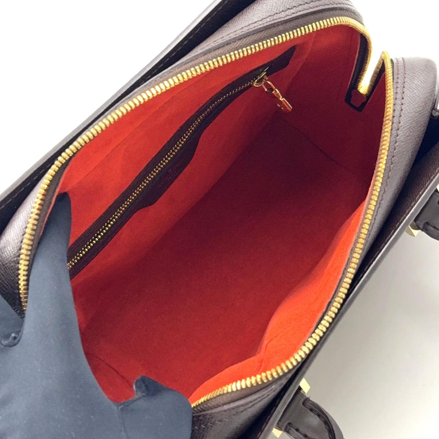 Louis Vuitton Triana Damier Ebene Leather Brown Handbag Gold — view 3
