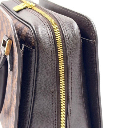 Louis Vuitton Triana Damier Ebene Leather Brown Handbag Gold — view 9