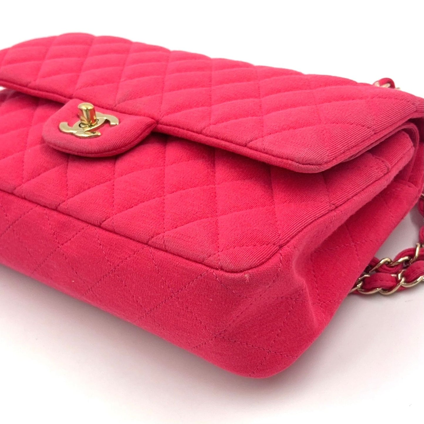 Chanel Quilted 25 Double Flap Chain Shoulder Bag Leather Cotton Gold — view 7