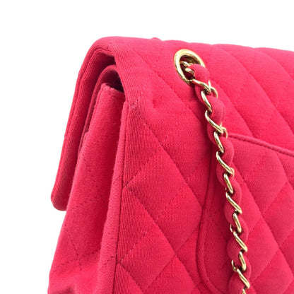 Chanel Quilted 25 Double Flap Chain Shoulder Bag Leather Cotton Gold — view 9