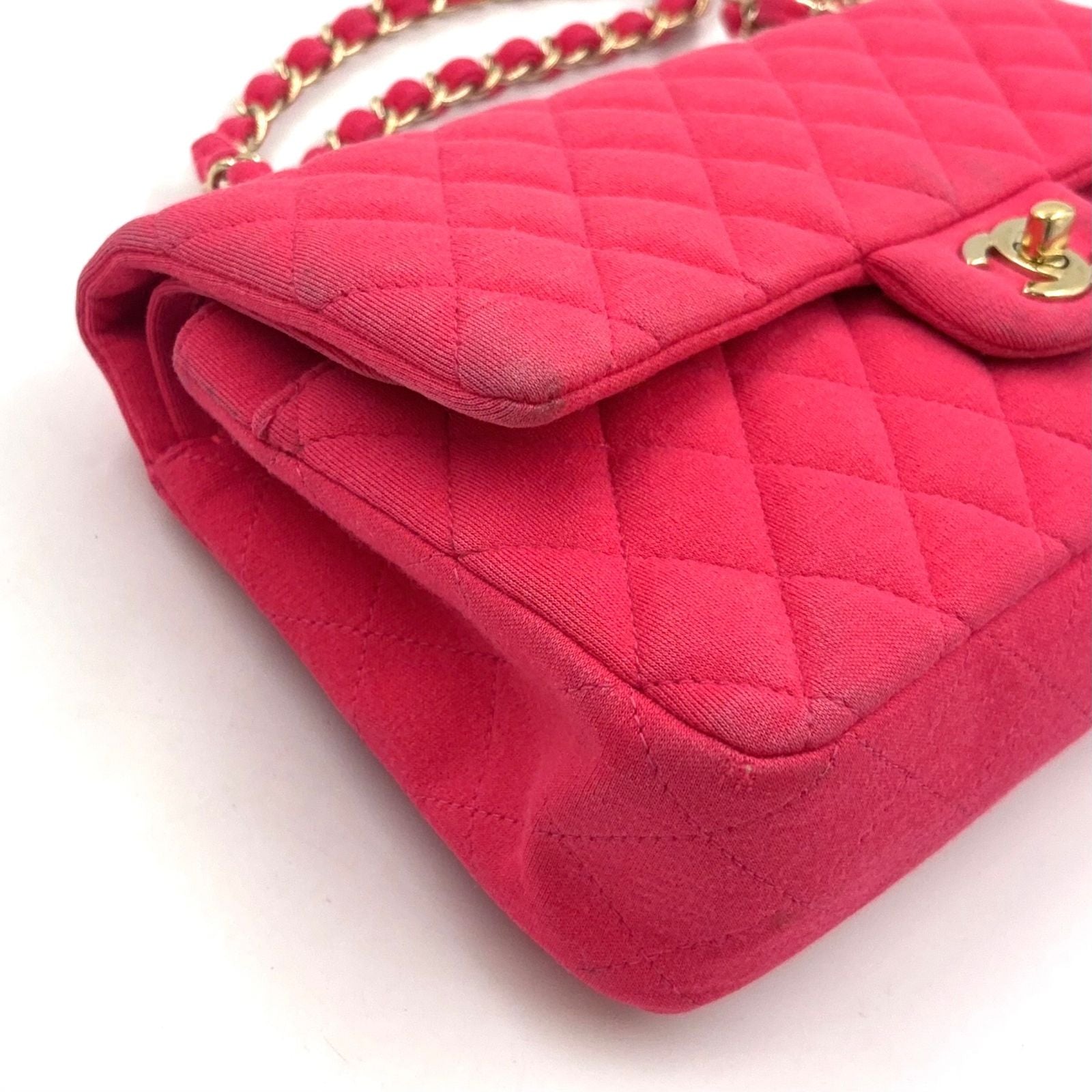 Chanel Quilted 25 Double Flap Chain Shoulder Bag Leather Cotton Gold — view 6