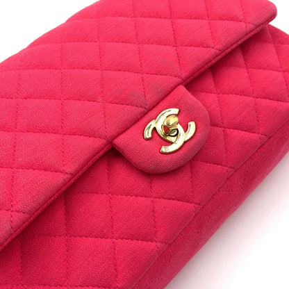 Chanel Quilted 25 Double Flap Chain Shoulder Bag Leather Cotton Gold — view 5