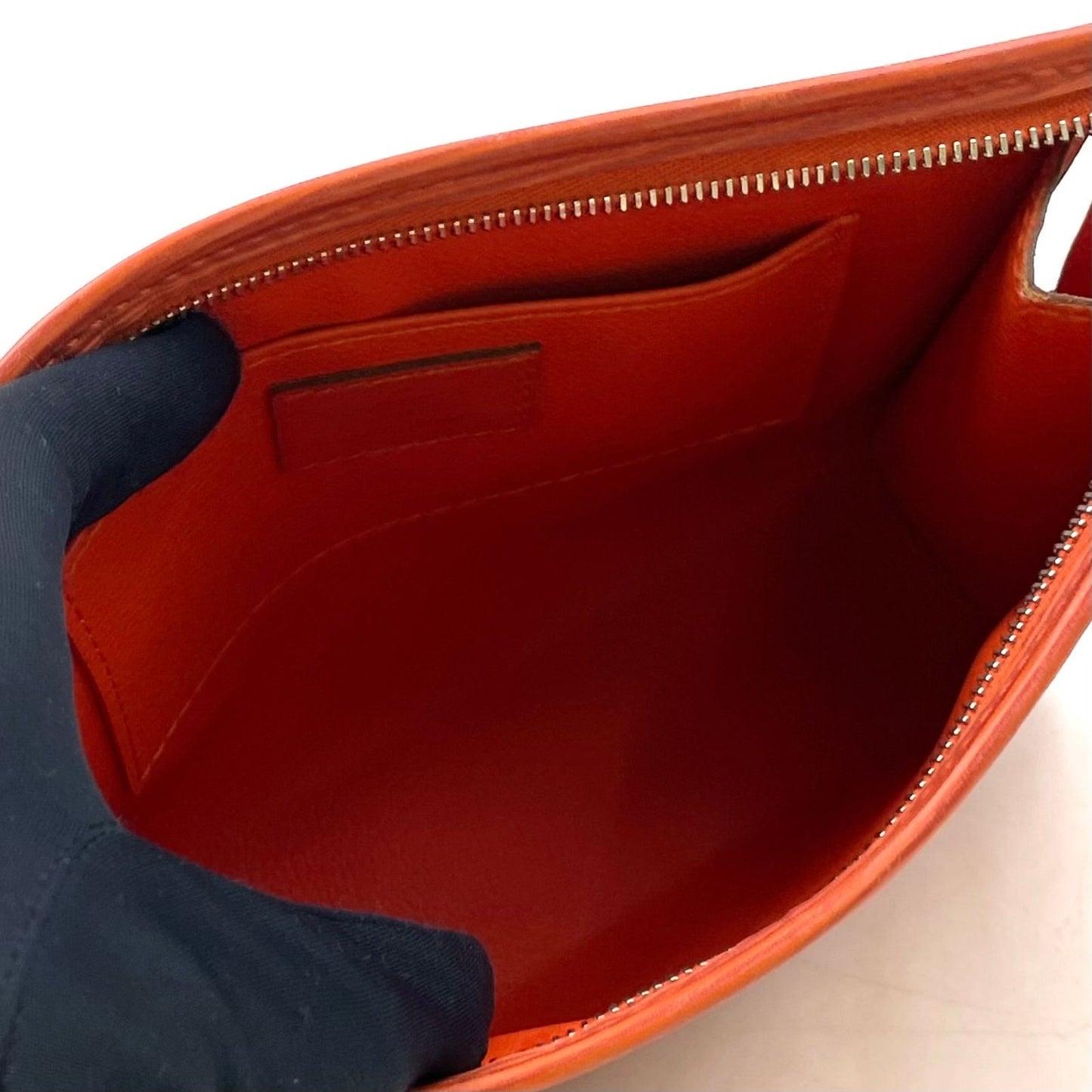 Louis Vuitton Poche Toilette Epi Leather Orange Pouch Silver — view 3