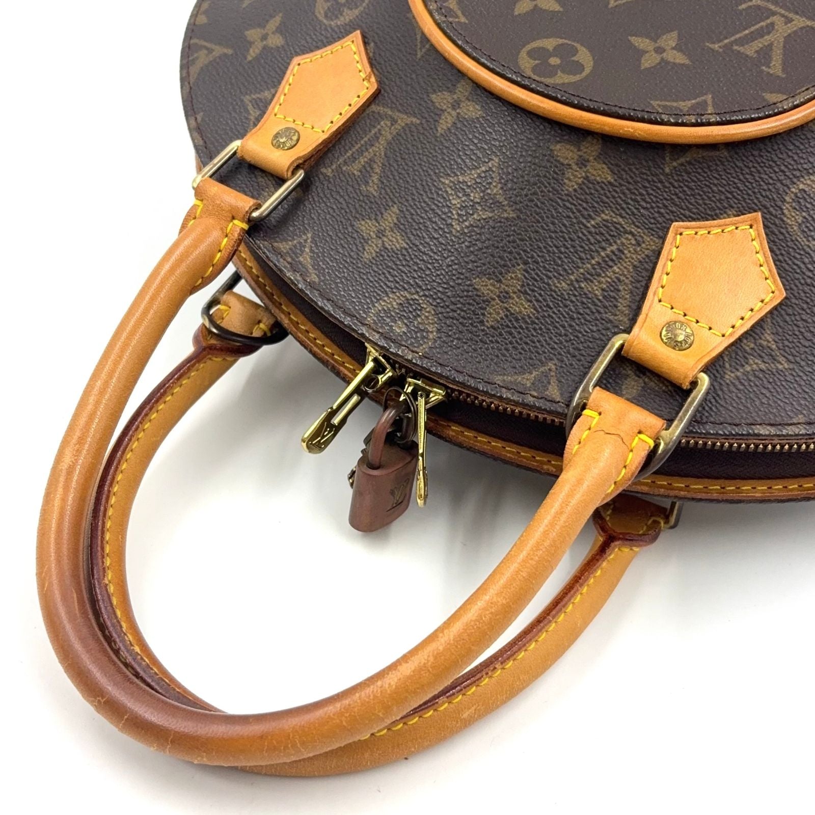 Louis Vuitton Ellipse PM Monogram Leather Brown Handbag Gold — view 6
