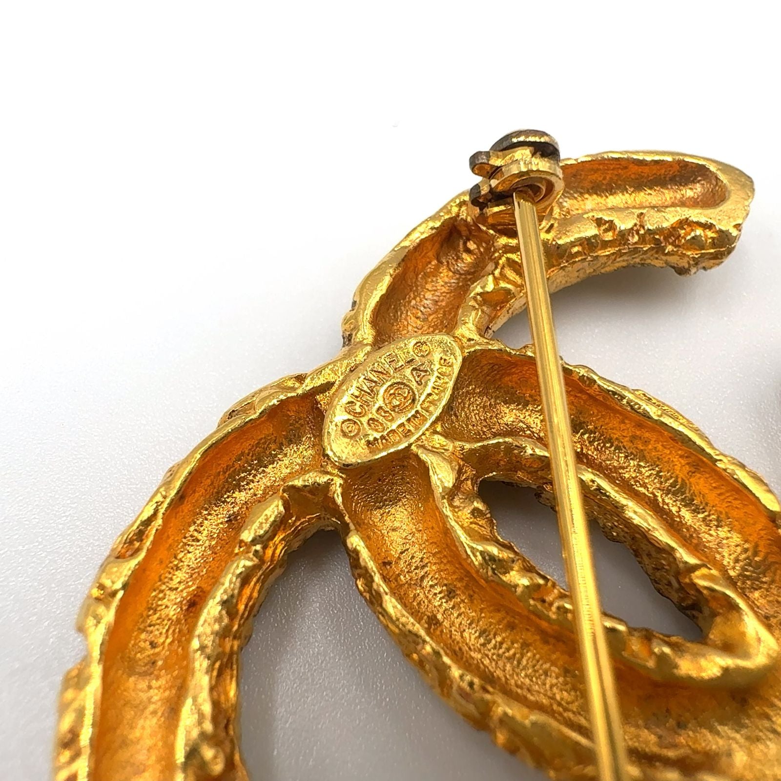 Chanel CC Logo Lava Gold Plated Brooch — view 3