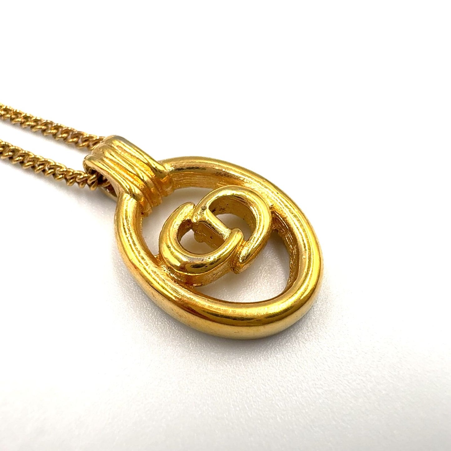 Dior CD Logo Oval Gold Plated Necklace — view 9