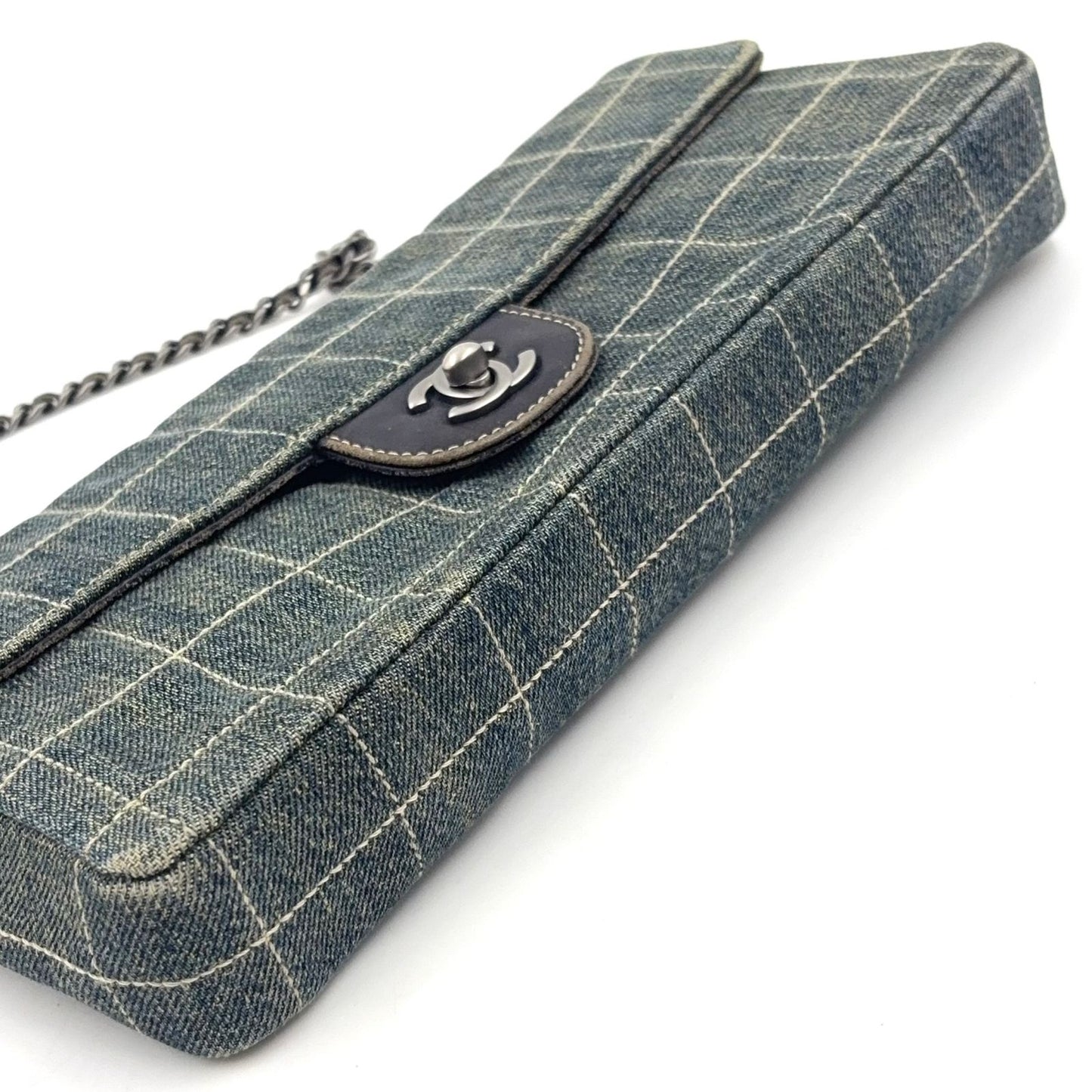Chanel Choco Bar Chain Shoulder Bag Denim Navy Silver — view 5