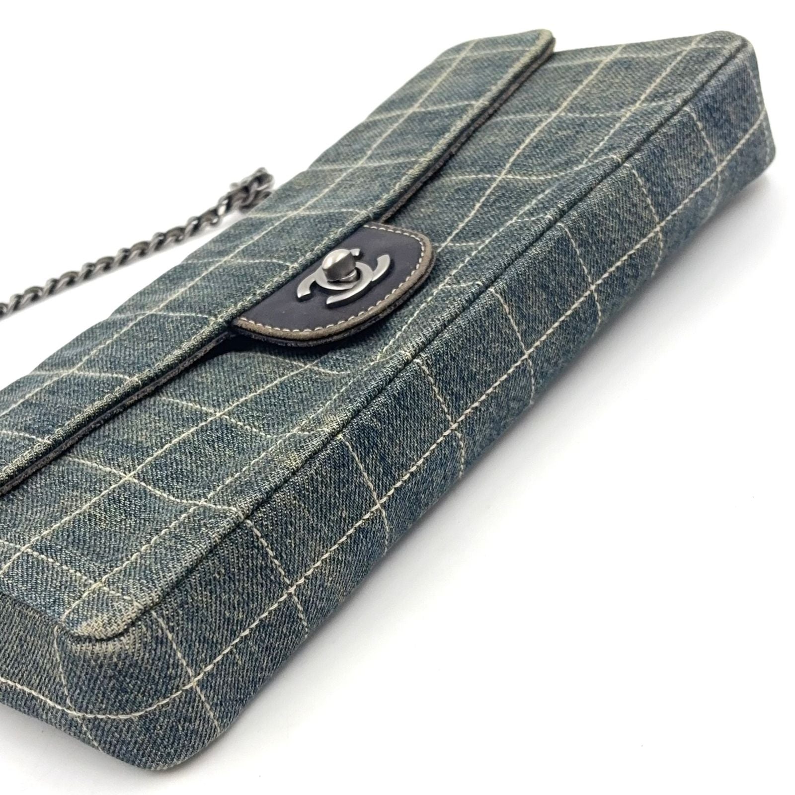 Chanel Choco Bar Chain Shoulder Bag Denim Navy Silver — view 5