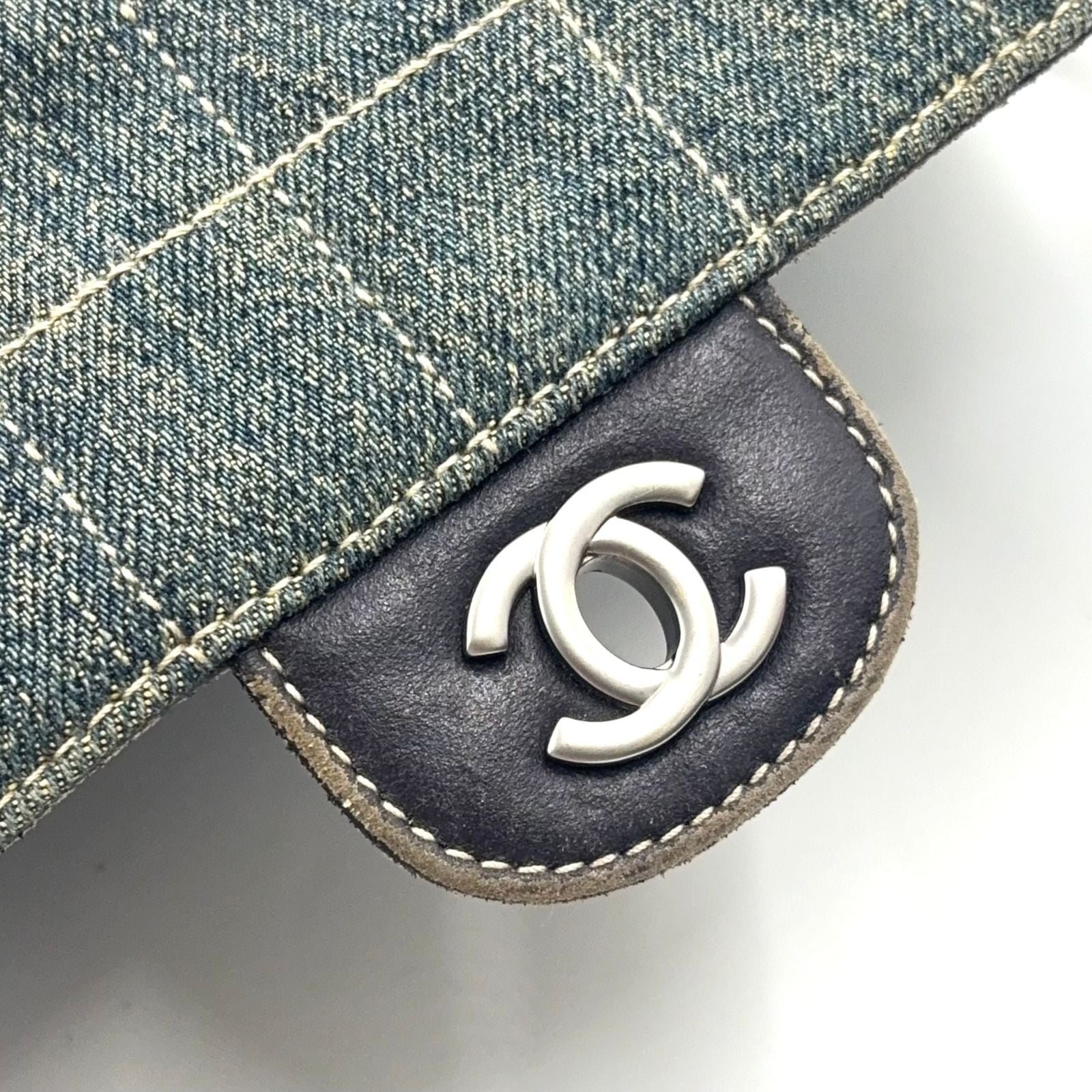 Chanel Choco Bar Chain Shoulder Bag Denim Navy Silver — view 8