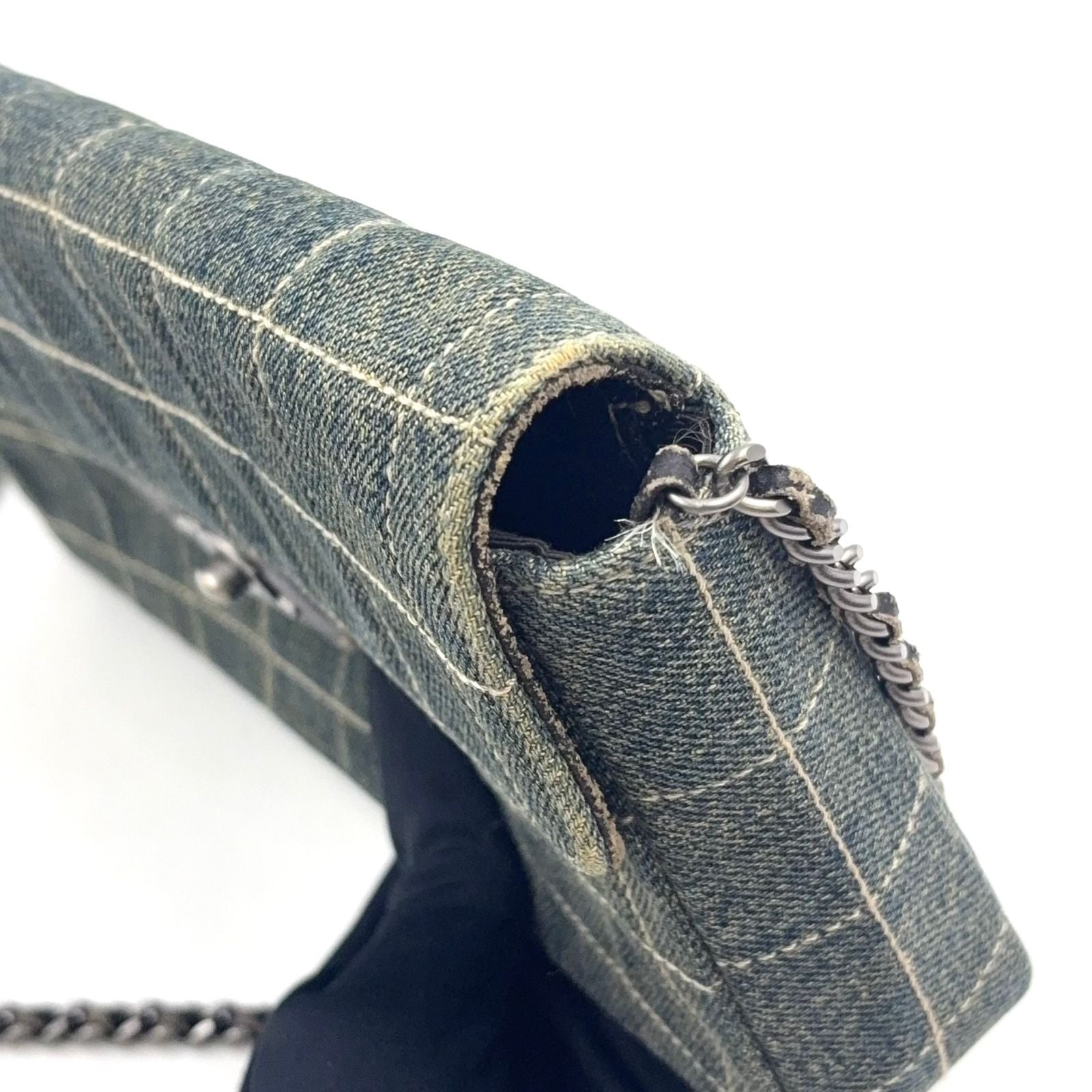 Chanel Choco Bar Chain Shoulder Bag Denim Navy Silver — view 7