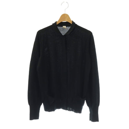 Hermes Gaultier Era Collared Knit Cardigan Long Sleeve 42 Black