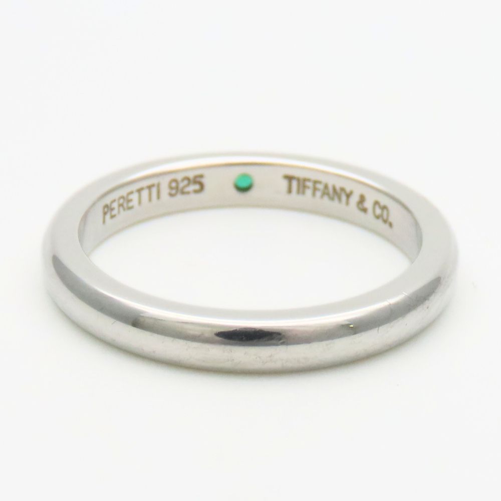 Tiffany & Co Ring Stacking Band 925 Sterling Silver Emerald Elsa Peretti