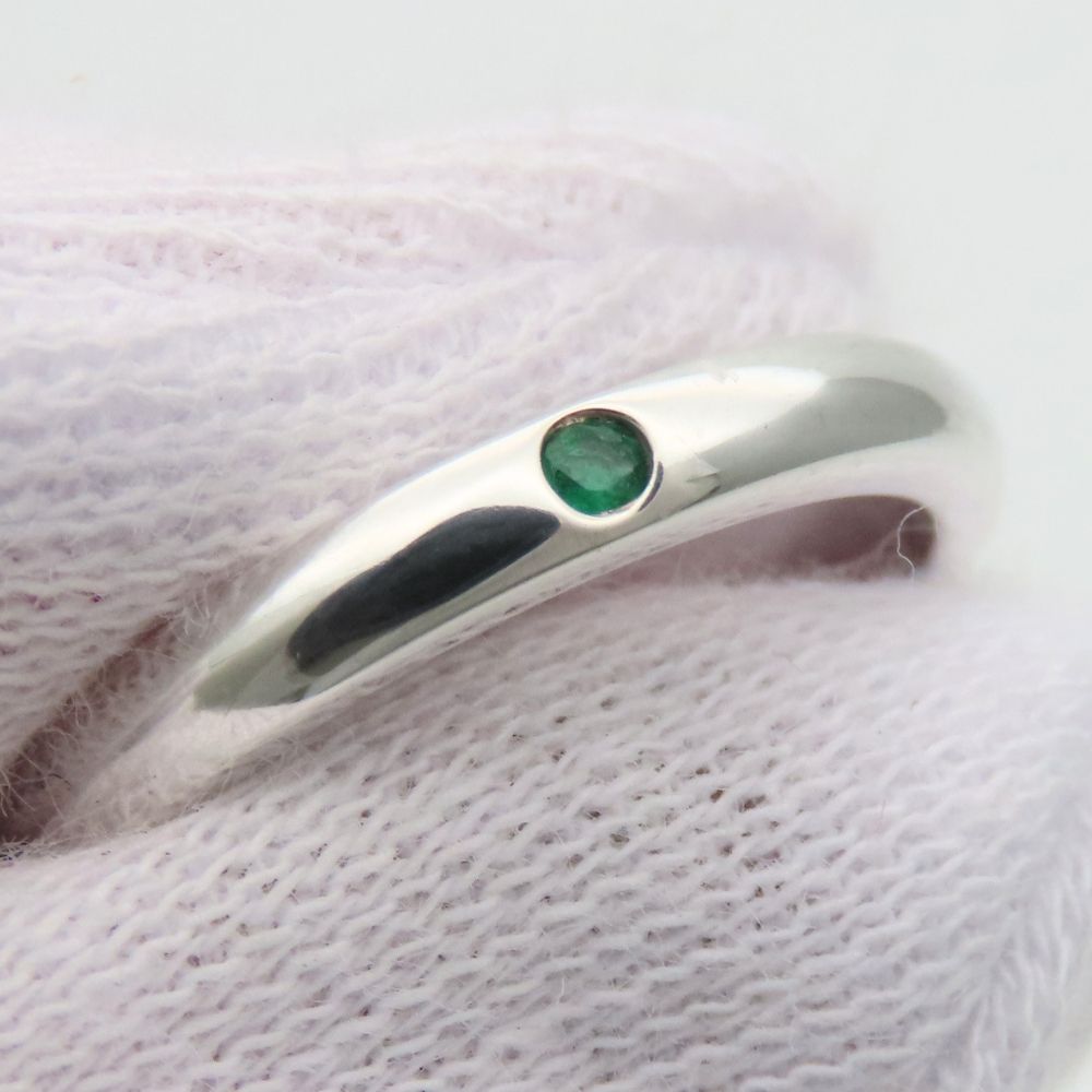 Tiffany & Co Ring Stacking Band 925 Sterling Silver Emerald Elsa Peretti