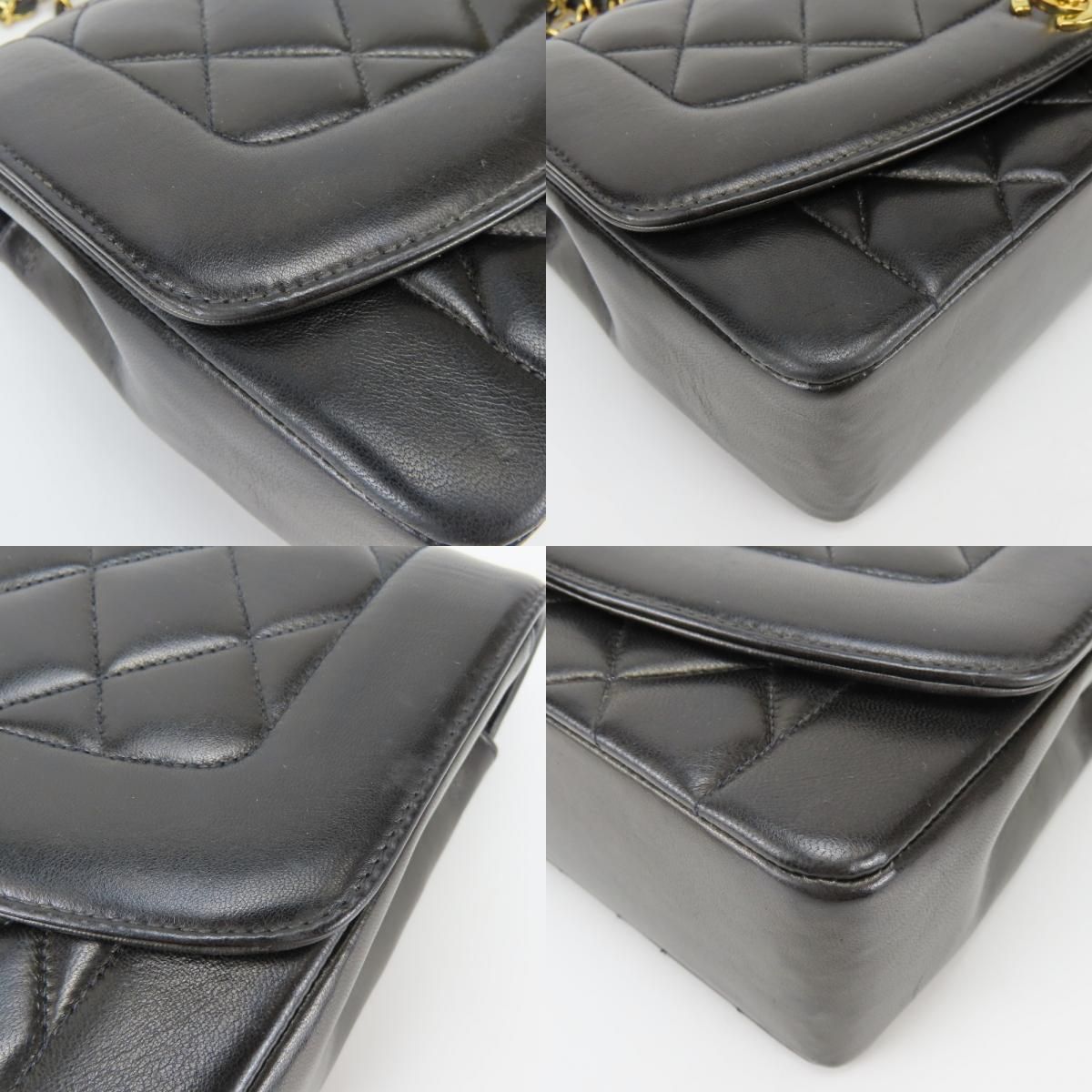 Chanel Shoulder Bag Diana Lambskin Black Gold Crossbody CC Logo Chain