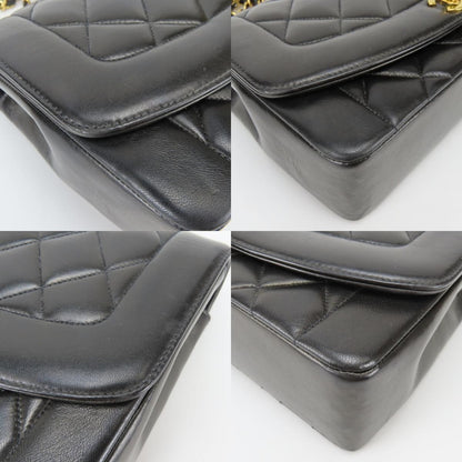 Chanel Shoulder Bag Diana Lambskin Black Gold Crossbody CC Logo Chain