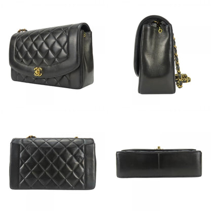 Chanel Shoulder Bag Diana Lambskin Black Gold Crossbody CC Logo Chain