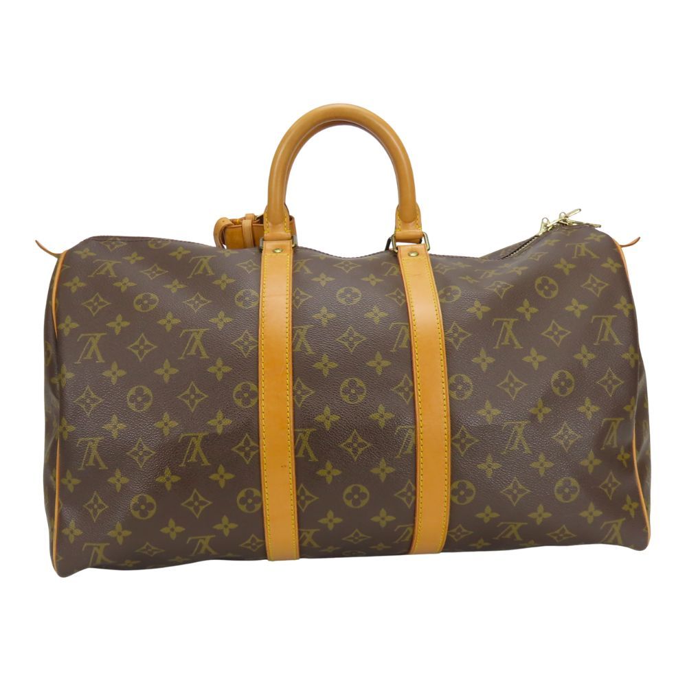 Louis Vuitton Boston Bag Keepall 45 Monogram Leather Brown Travel Business