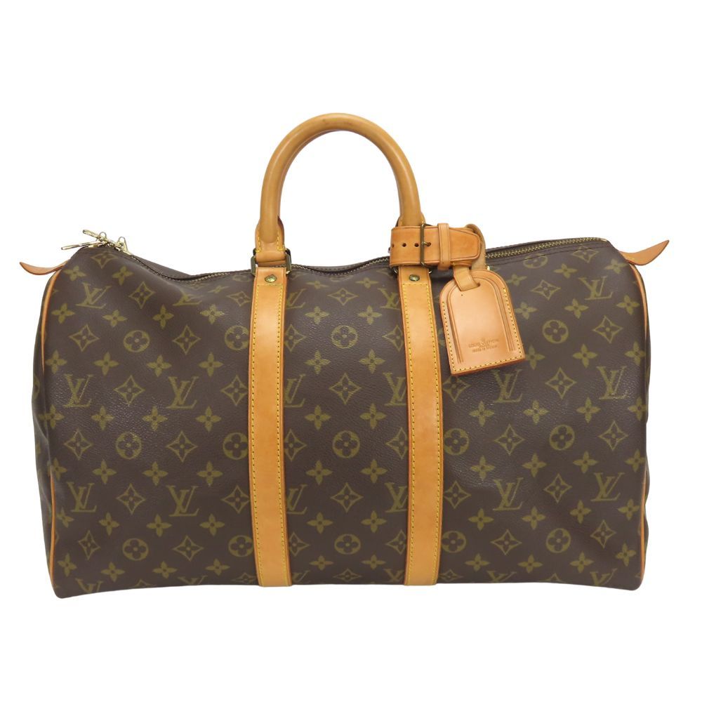 Louis Vuitton Boston Bag Keepall 45 Monogram Leather Brown Travel Business